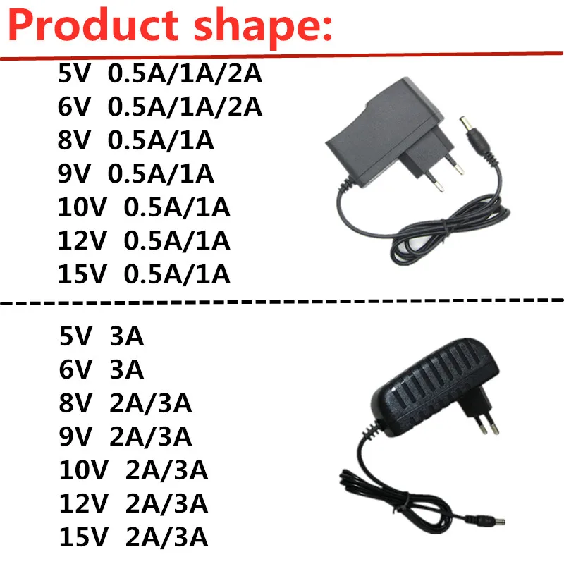 AC 110-240V DC 5V 6V 8V 9V 10V 12V 15V 0.5A 1A 2A 3A Universal Power Adapter Charger adaptor Eu Us for LED light strips CCTV