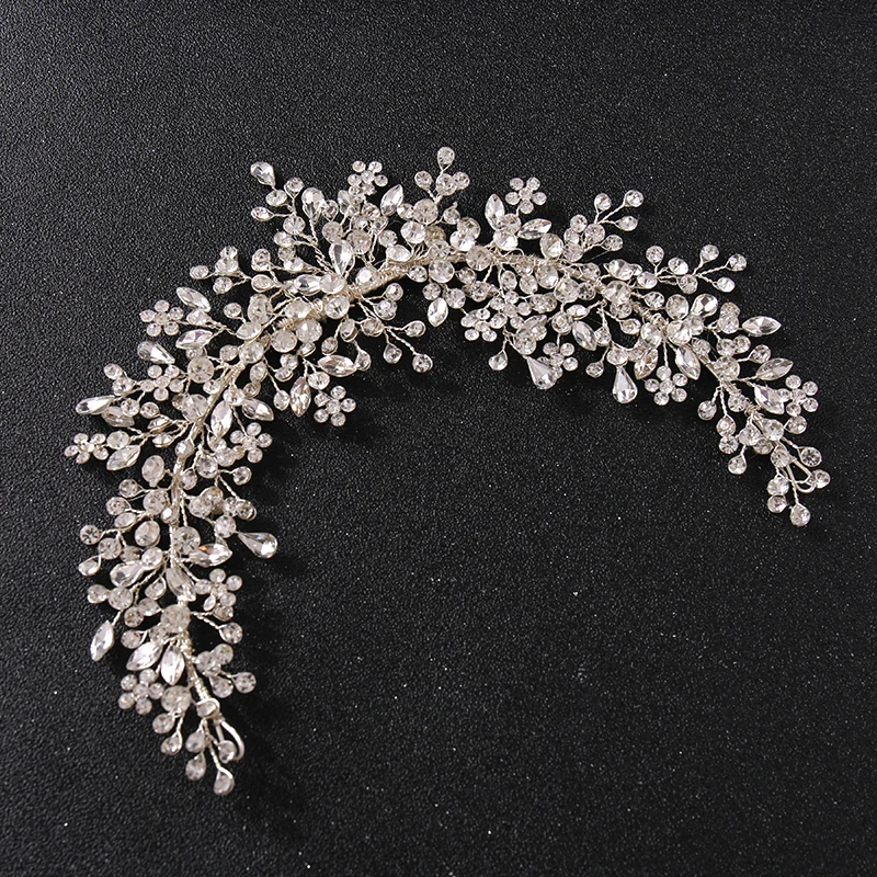 Wedding Hair Vine Bridal Accessories Crystal Pearl Headband Long Chain Headpiece Women's Hair Accessories Decoration