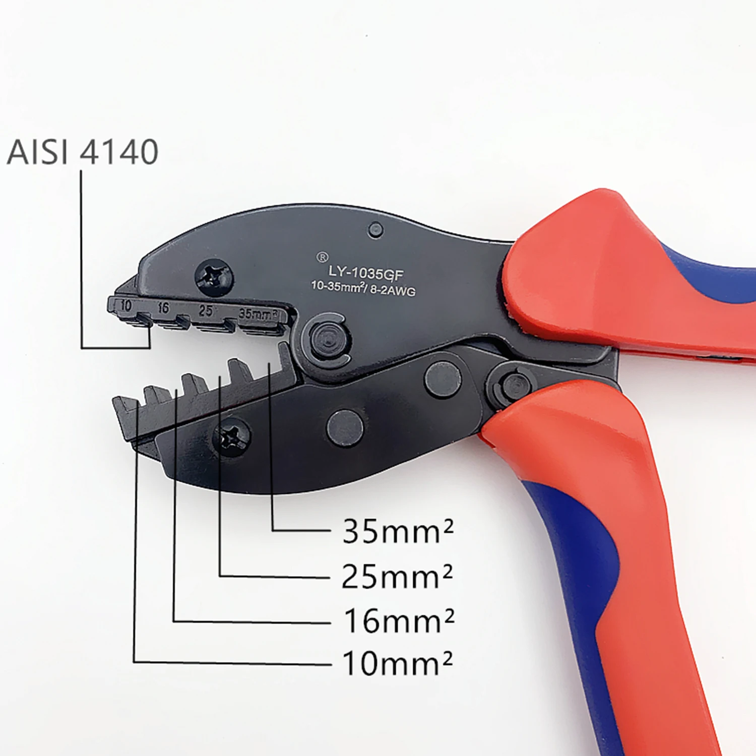 LY-1035GF 用ハンド圧着工具圧着ワイヤーエンドフェルール 10,16 、 25 、 35mm2 8-2AWG ラチェットプライヤークリンパーパイプ型端子