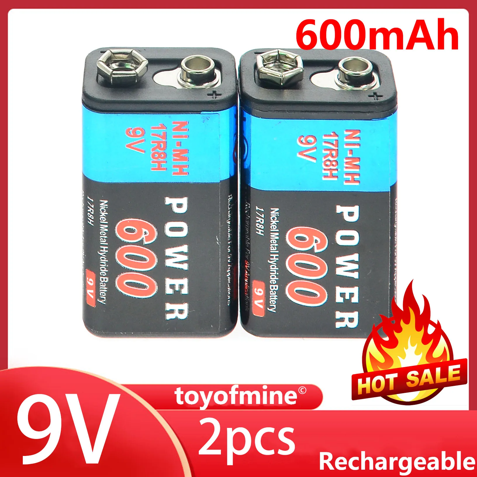 2 шт. Прочный 9 в 9 вольт 600 мАч аккумулятор PPS блок питания Ni-MH перезаряжаемый