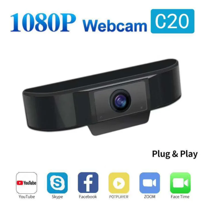 C20 1080P 컴퓨터 네트워크 교육 라이브 회의 소음 감소 마이크 USB 카메라