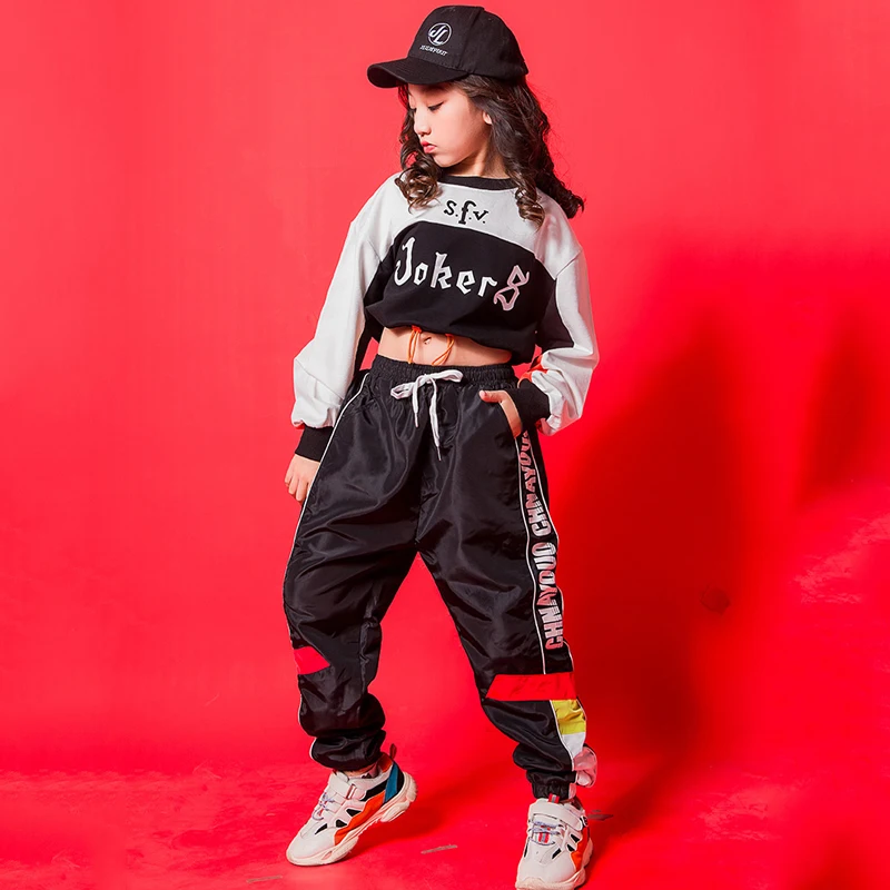 

Children Hip Hop Dance Costumes Kids Girls Jazz Street Dance Costume Sweatshirt Pants Set Ballroom Dancewear Stage Outfit
