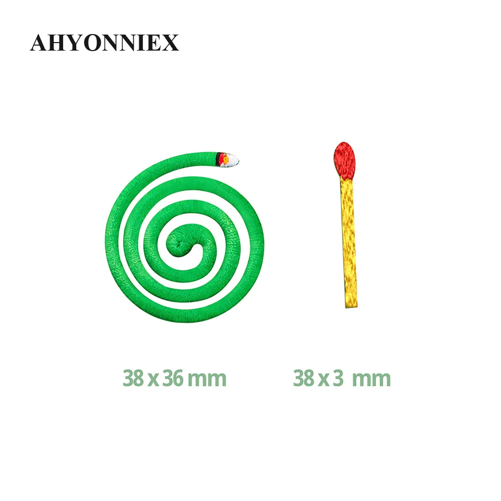 AHYONNIEX Mosquito coil ricamo simpatici abbinamenti Patch per abbigliamento fai-da-te ferro sulla toppa con colla a caldo sul retro