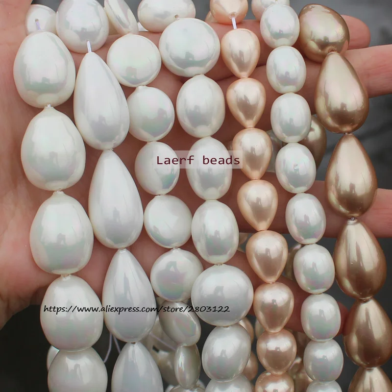 White Shell Pearl Water-Drop Oval Many shapes  ,For DIY Jewelry Making ! Necklace ,Bracel