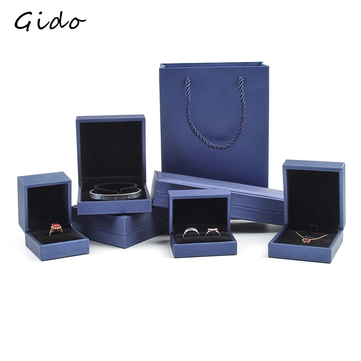 New Satin cloth jewelry box Gold  PU Leather Ring Box  Bracelet Necklace Box Pendant Gift Box For Jewelry Wedding Gift Box