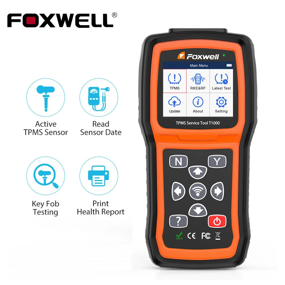 Датчик давления в шинах Foxwell T1000 OBD2, диагностический инструмент для сброса давления в шинах с активацией TPMS