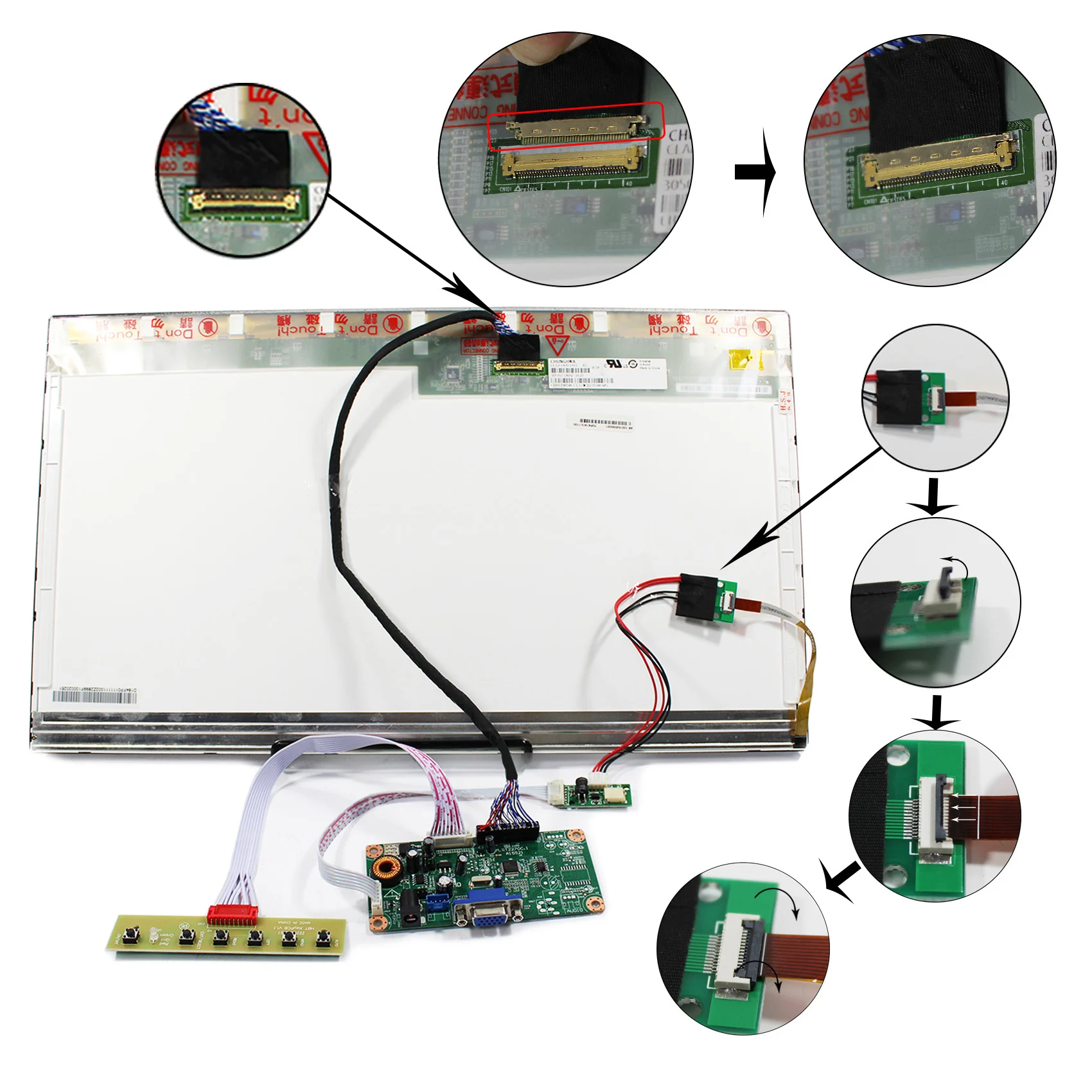 Tela lcd 191920x1080 40pin tela de laptop com placa controladora vga lcd