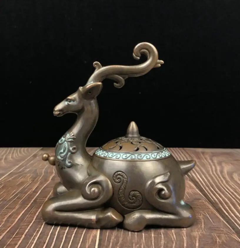 

Archaize Brass Creative Sika Deer Incense Burner Home Indoor Decorations Crafts Statue