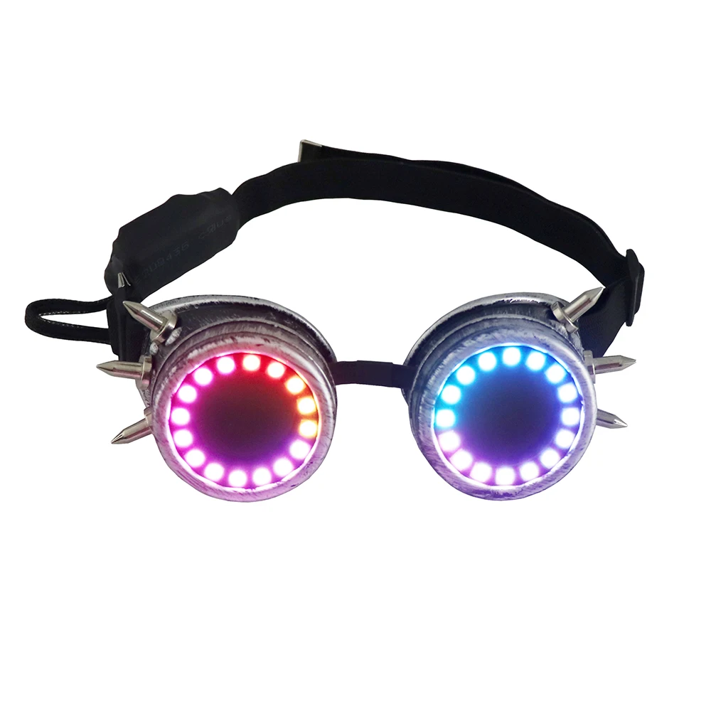 Lunettes LED à rivets rechargeables, lentilles Kaleidoscope, 366 Modes, lumières colorées, scintillantes