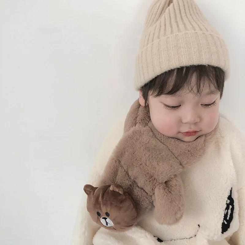 Tonytaobaby-bufanda de felpa con dibujos animados para niño y niña, pañuelo de cuello para bebé, moda de otoño e invierno