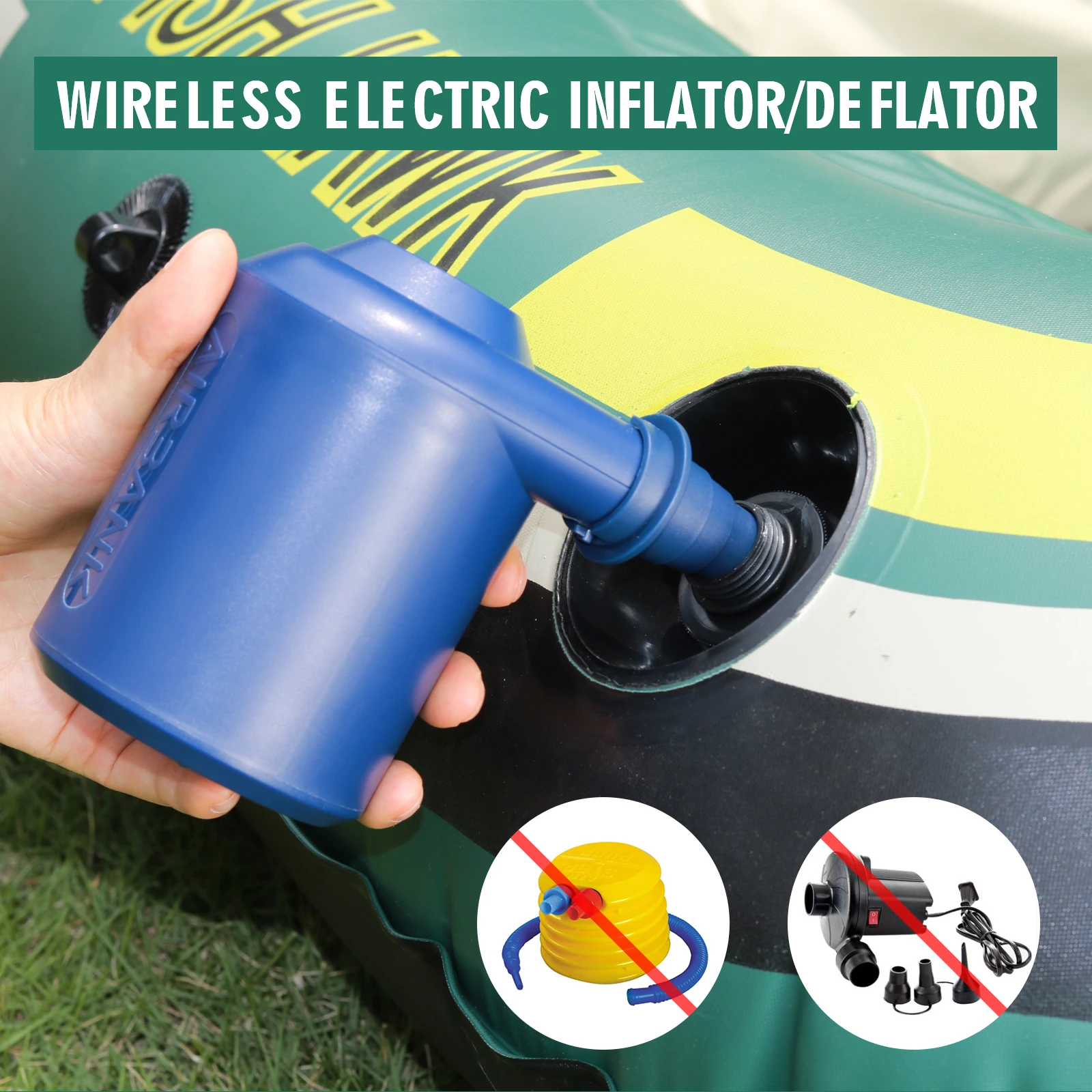 Wireless Electric Air Inflator Deflate Portable Pump Air Compressor Rechargeable Pumping for Inflatable Bed Mattress Boat Pool