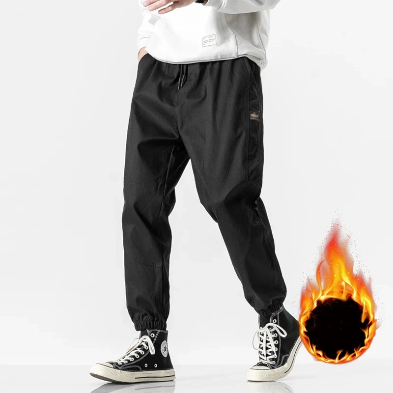 Winter Thick Warm Fleece Cargo Pants Men New Streetwear Plus Size Black Joggers Male Casual Thermal Trousers 6XL 7XL 8XL