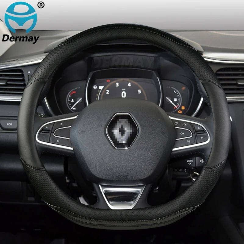 for Renault Clio 5 V Car Steering Wheel Cover Non-slip Breathable Microfiber Leather + Carbon Fiber Fashion Auto Accessories