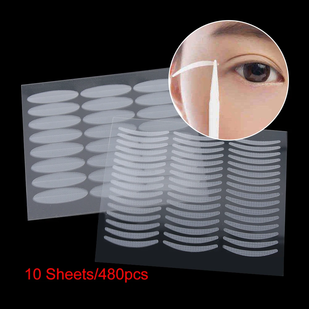 480PCS Invisible Fiber Double Side Adhesive Eyelid Stickers Breathable Transparent Eye Tapes Women Beauty Eye Makeup Tools