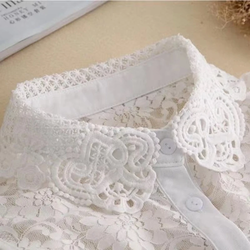 Women Clothing Accessories Lace Fabric 2021 High Quality Lace Fake Collars Blouse Vintage Kawaii Detachable Shirts Collar White