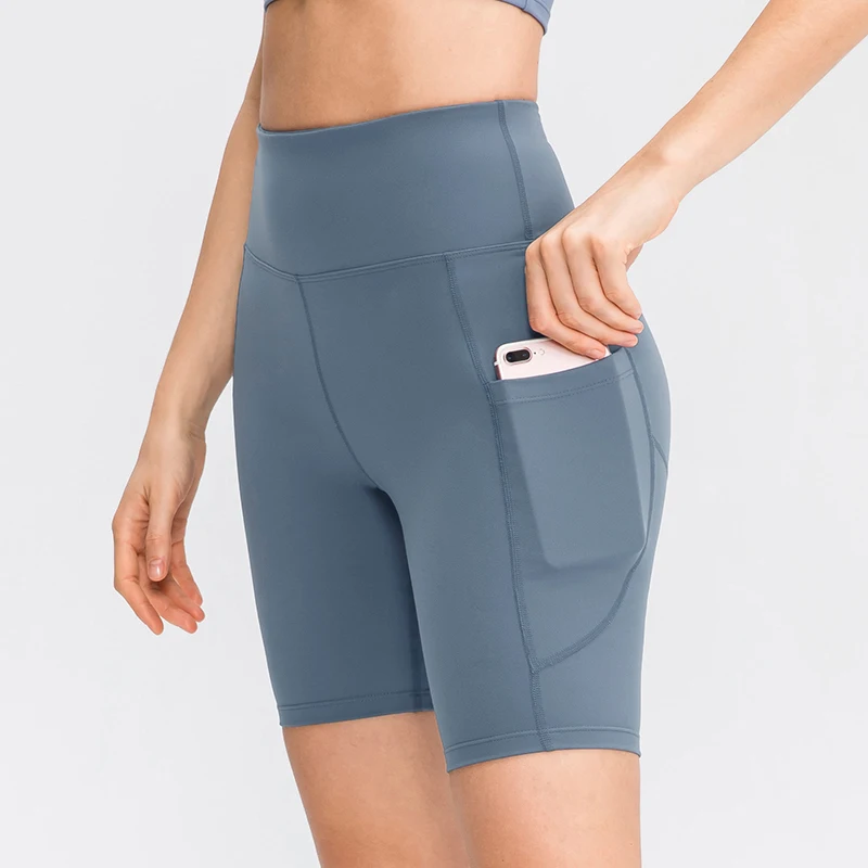 Women Gym shorts High Waist Seamless Yoga Shorts With Pocket Cycling Sports Leggings Running Workout Fitness Short Pant