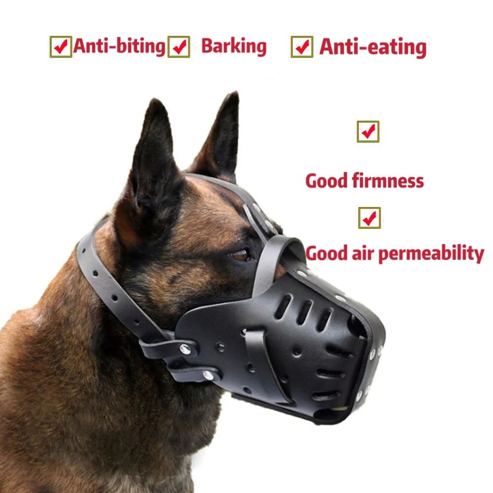 Cowhide Dog Muzzle German Shepherd Protective Bite Pad Durable Bite Resistant Breathable Interactive Dog Accessories