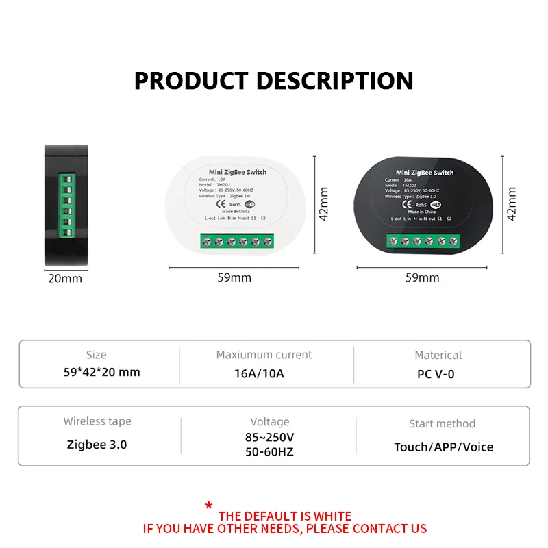 Avoir Tuya Smart Life Dimmer Switch DIY Mini Wifi Module Led Light Home Automation Switch Wireless Control Switch White Black