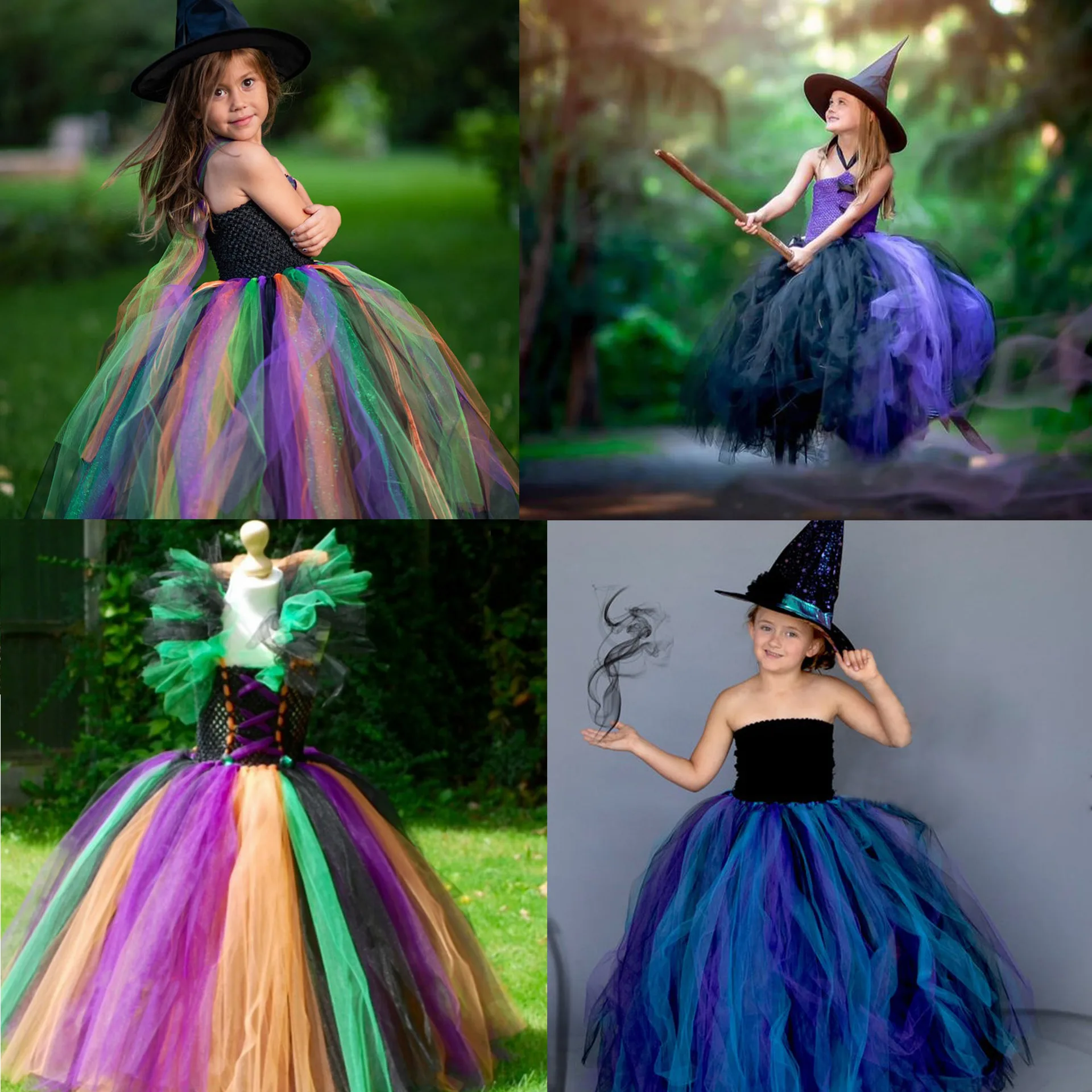 Kids Maleficent Evil Black Gown Tutu Dress with Feather Shawl Gothic Halloween Dress Up Costume Kids Royal Dark Queen Dresses