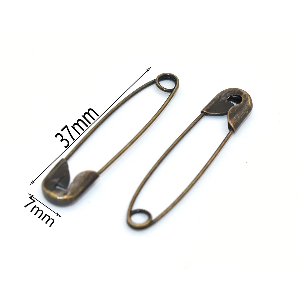 37mm Bronze Safety pin Kilt Pin Craft Brooches Bar Pins Small Kilt Skirt Blanket Shawl Scarf Metal Sewing Supplies - 30pcs