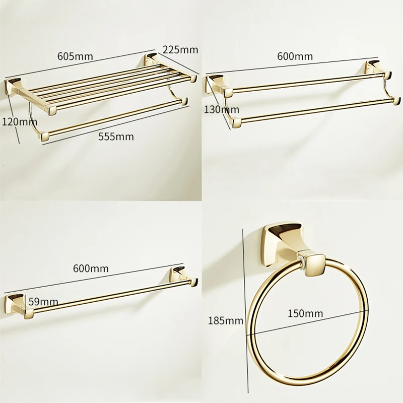 Gold Luxury Bathroom Towel Shelf Bath Toilet Paper Holder Robe Hook Towel Rack Holder Tumble Holder Soap Basket ELG8530