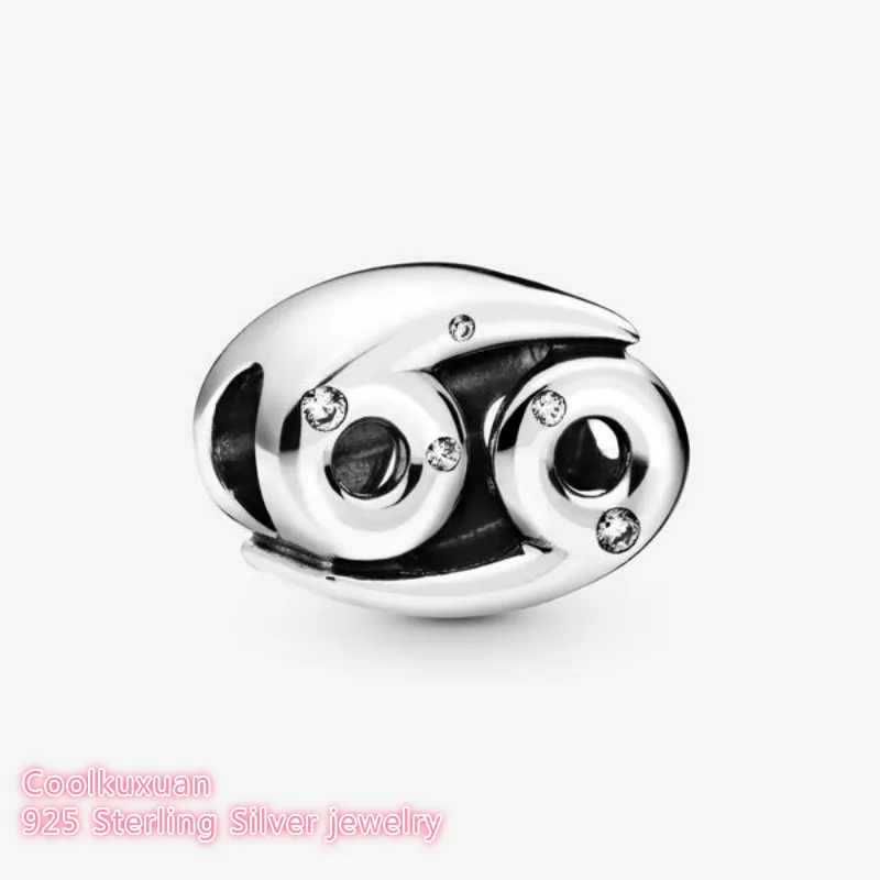 

Winter 100% 925 Sterling Silver Sparkling Cancer Zodiac Charm beads Fits Original Pandora bracelets Jewelry Making