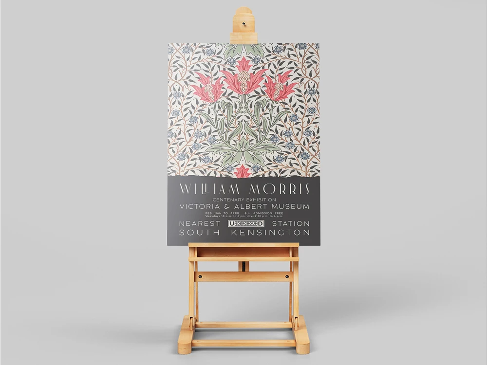 ويليام موريس قماش طباعة معرض متحف فيكتوريا وألبرت ملصق لندن تحت الأرض الفن الحديث اللوحة جدار ديكور