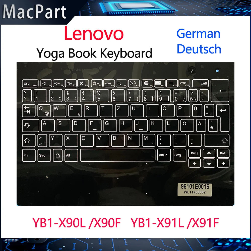 

Original Brand New German Keyboard Palmrest for Lenovo Yoga Book Yogabook YB1-X90L YB1-X90F YB1-X91L YB1-X91F X90 X91