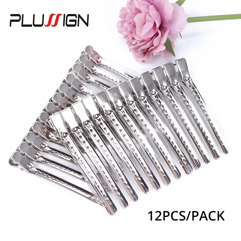 12Pcs/Pack Metal Hair Clips Prong For Styling Hair Clips Duckbill Sectioning Clips Barrettes For Hairdressing Salon Styling Tool