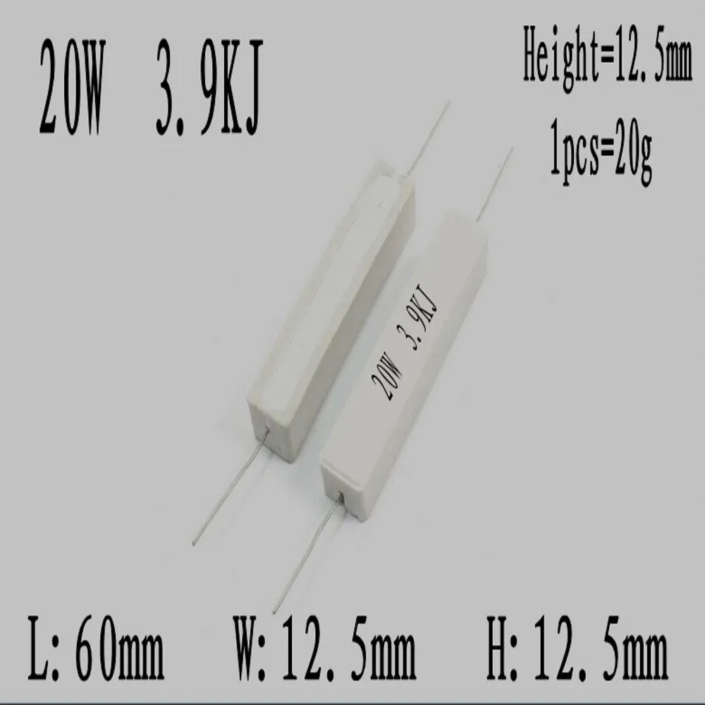 10Pcs 20W 5% Cement Resistor Power Resistance 0.1~10K 1R 2R 3R 4R 5R 6.8R 8R 0.1R 4.7R 330R 510R 68R 10R 100 1K 1.5K 2K 10K ohm – Detail 11
