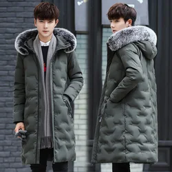 2020 Duck Down Jacket Men Korean Thick Long Coat Winter Jackets for Men Fox Fur Collar Mens Clothing Kurtka Zimowa KJ496