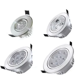 Okrągła LED typu Downlight z możliwością ściemniania 3W 6W 9W 12W 15W 18W wbudowana lampa sufitowa o dużej mocy AC85V-265V lampa sufitowa oświetlenie wewnętrzne