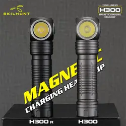 SKIlhunt-faro delantero magnético de Metal para exteriores, Faro de Metal de 2500 lúmenes, tipo l-shpe, Linterna recargable con USB, H300 / H300R