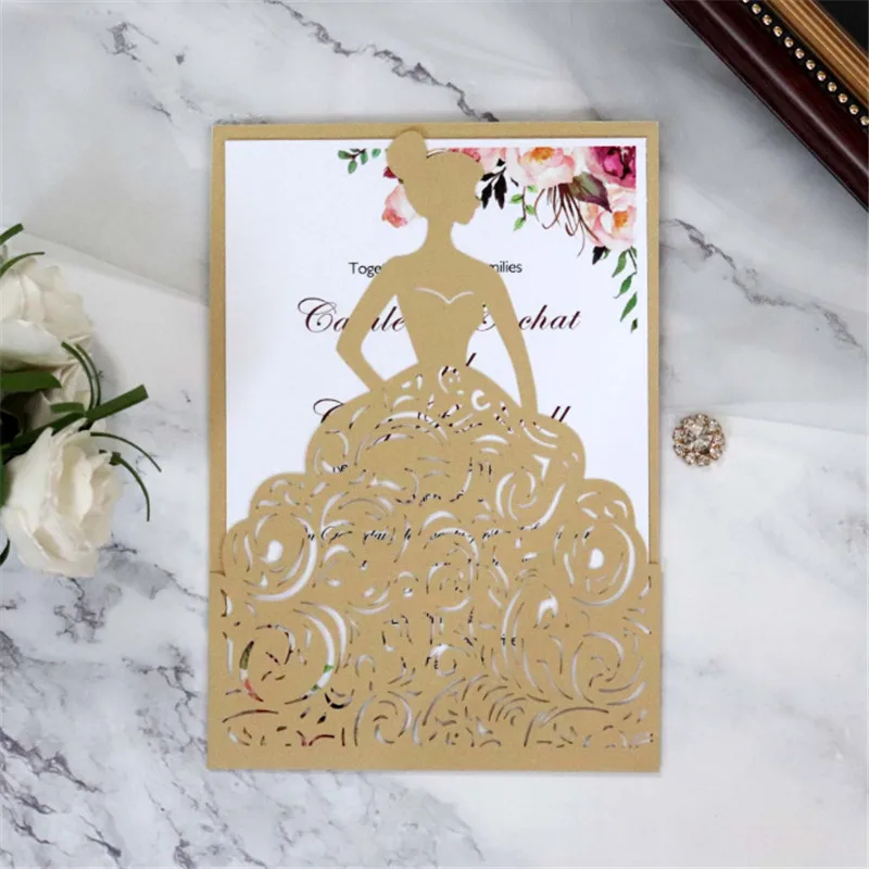 

Elegant princess invitation card gold burgundy navy blue adulthood baptism anniversary greeting card 50 pcs