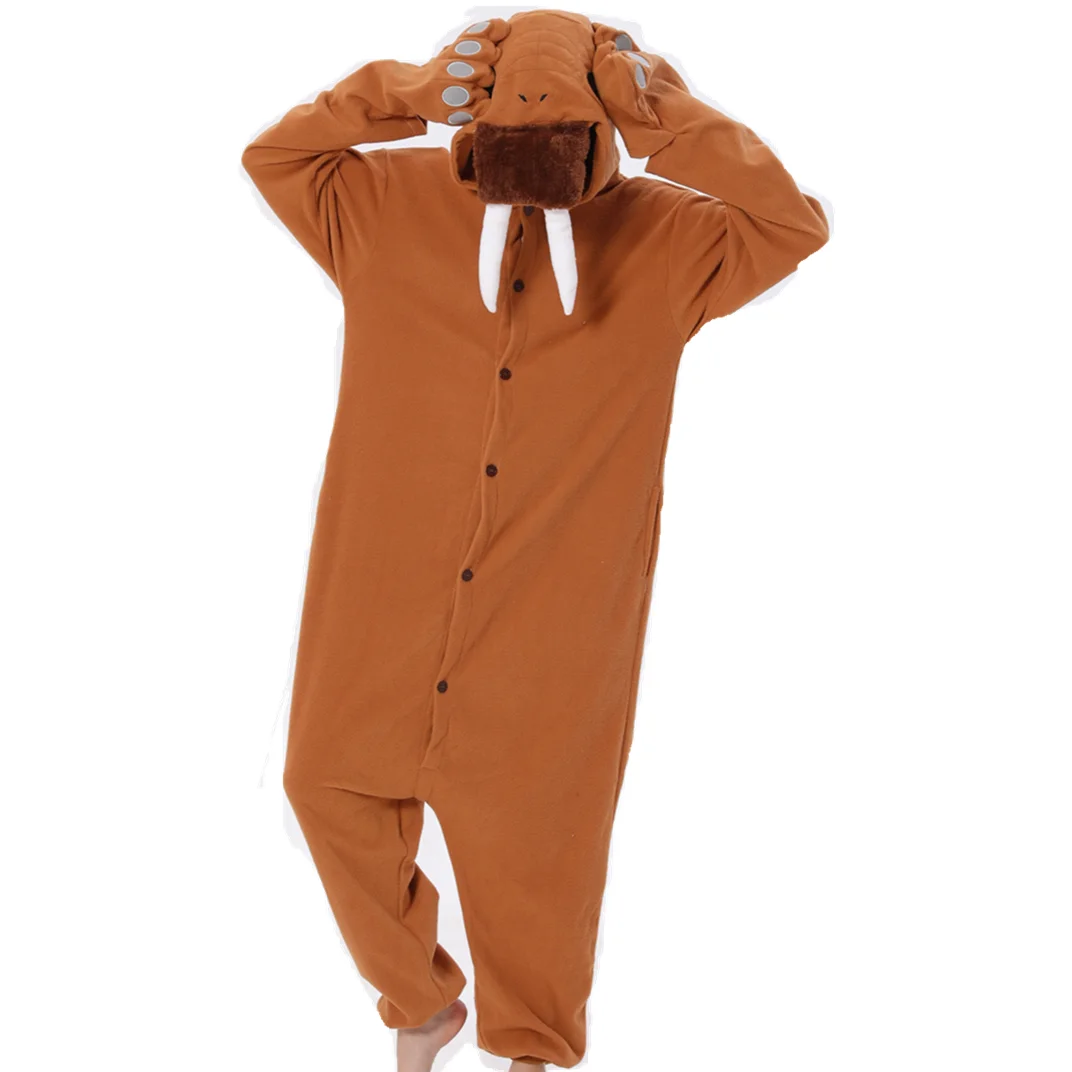 HKSNG 2021 New Arrival Adult Animal Brown Sea Lions Kigurumi Onesies Seal Pajamas Cartoon Christmas Halloween Party Jumpsuits