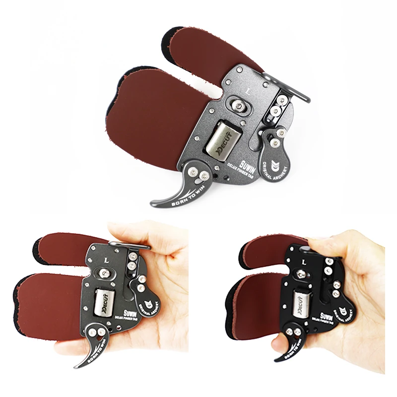 Decut Suwin Delux Finger Tab Fingerschutz Original Bogenschießen Outdoor-Jagd-Schießzubehör für die linke und rechte Hand