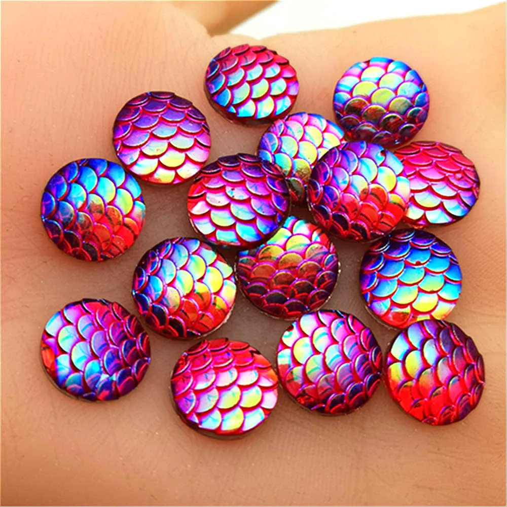 Hot ! 40PCS 12mm AB Resin squama Round Flat back Wedding buttons Child craft DIY