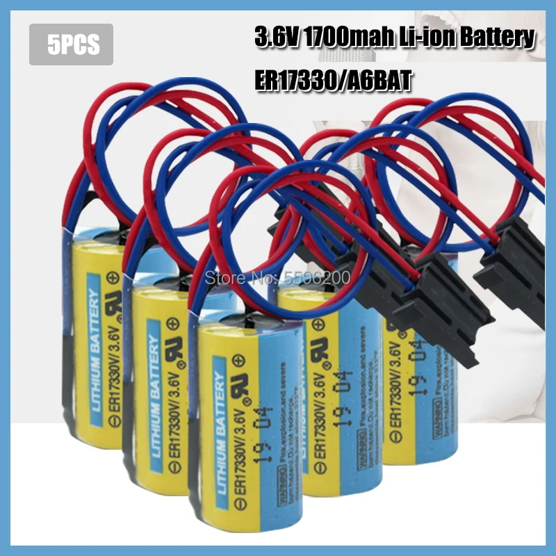 

5PCS PC NEW ER17330V 3.6V PLC Battery Replacement Lithium Batteries 1700mAh For CNC System Mitsubishi Servo A6BAT PLC Battery