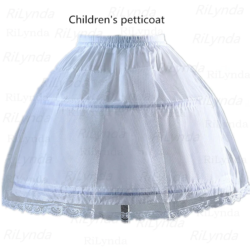 Branco petticoat para meninas crinoline underskirt flor menina baile vestido de baile puffy saia jupon 2 aros