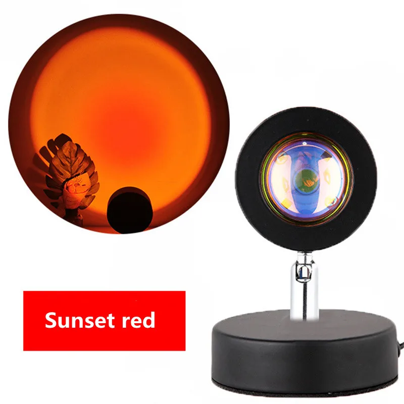 USB Rainbow LED Night Light Sunset Projection Lamp 180 Degree Rotation Desk Lamp Party Living Room Bedroom Home Decor