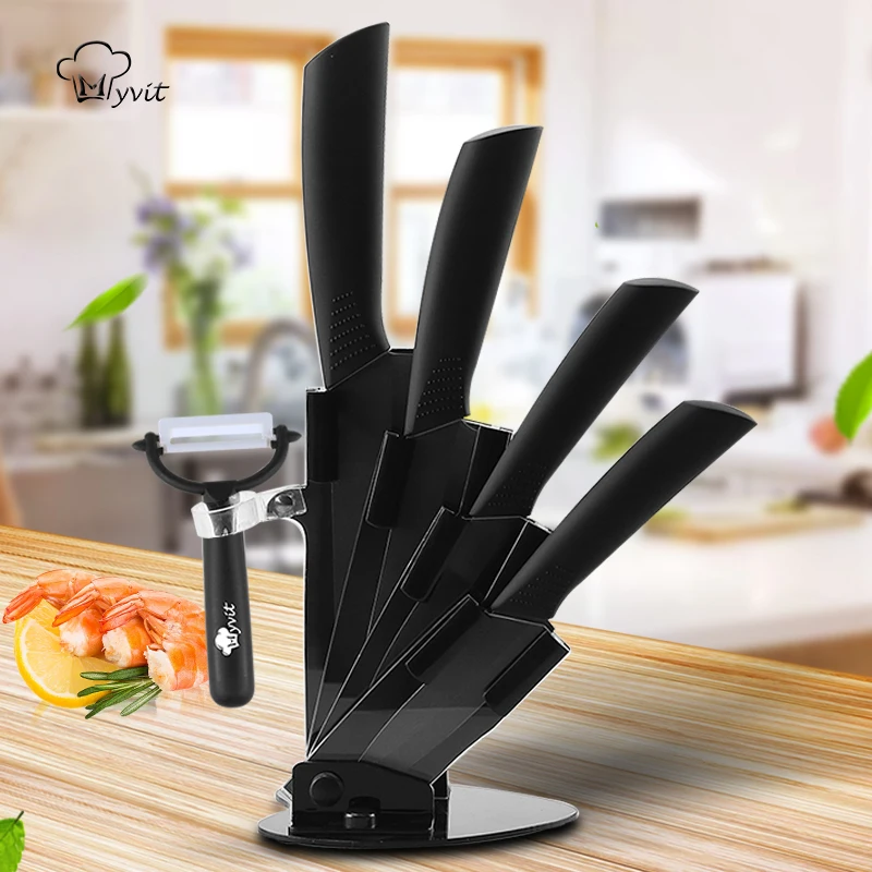 Ceramic Knives Set Knives Accessories with Holder+Peeler Knife Stand 3 