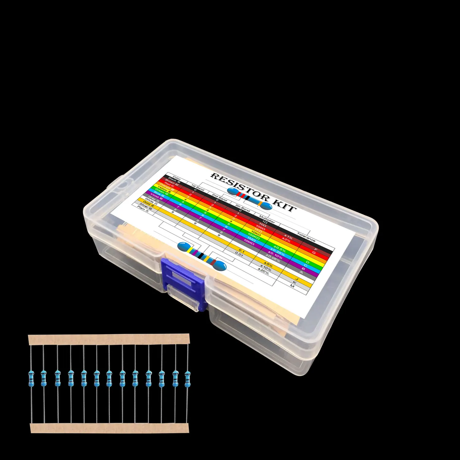 300pcs 600pcs 1/4W Resistance 1% 30 Kind Each 10pcs/20pcs Film Resistor Assorted Kit with box