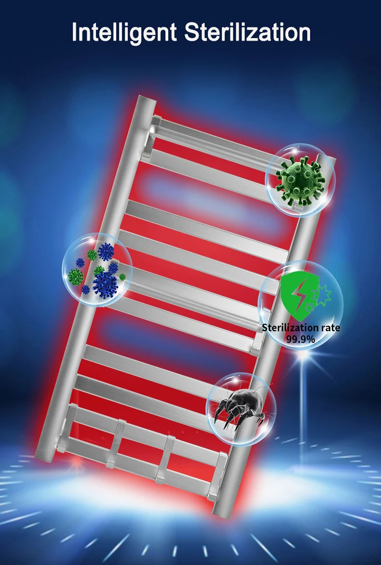 VSOMNIO Rak Handuk Elektrik Rak Handuk Pemanas dan Penghangat Aksesori Kamar Mandi Rak Handuk Rel Pemanas Pukulan Gratis