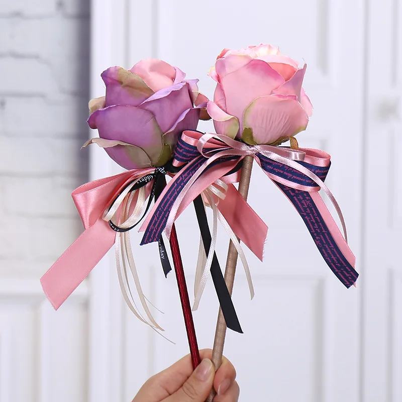 12PCS Korean Version of The New Creative Gift Bow Rose Ballpoint Pen Wedding Signature Pen Stationery