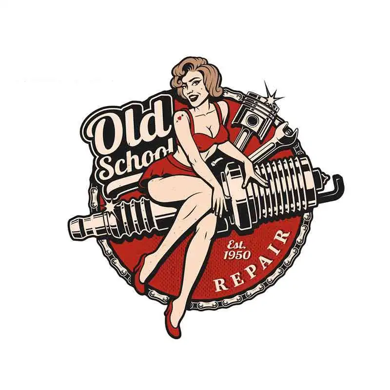 

13cm X 13cm Creative Car Sticker Retro Pinup Girl Accessories Vinyl Car Styling Cover Scratches Waterproof PVC