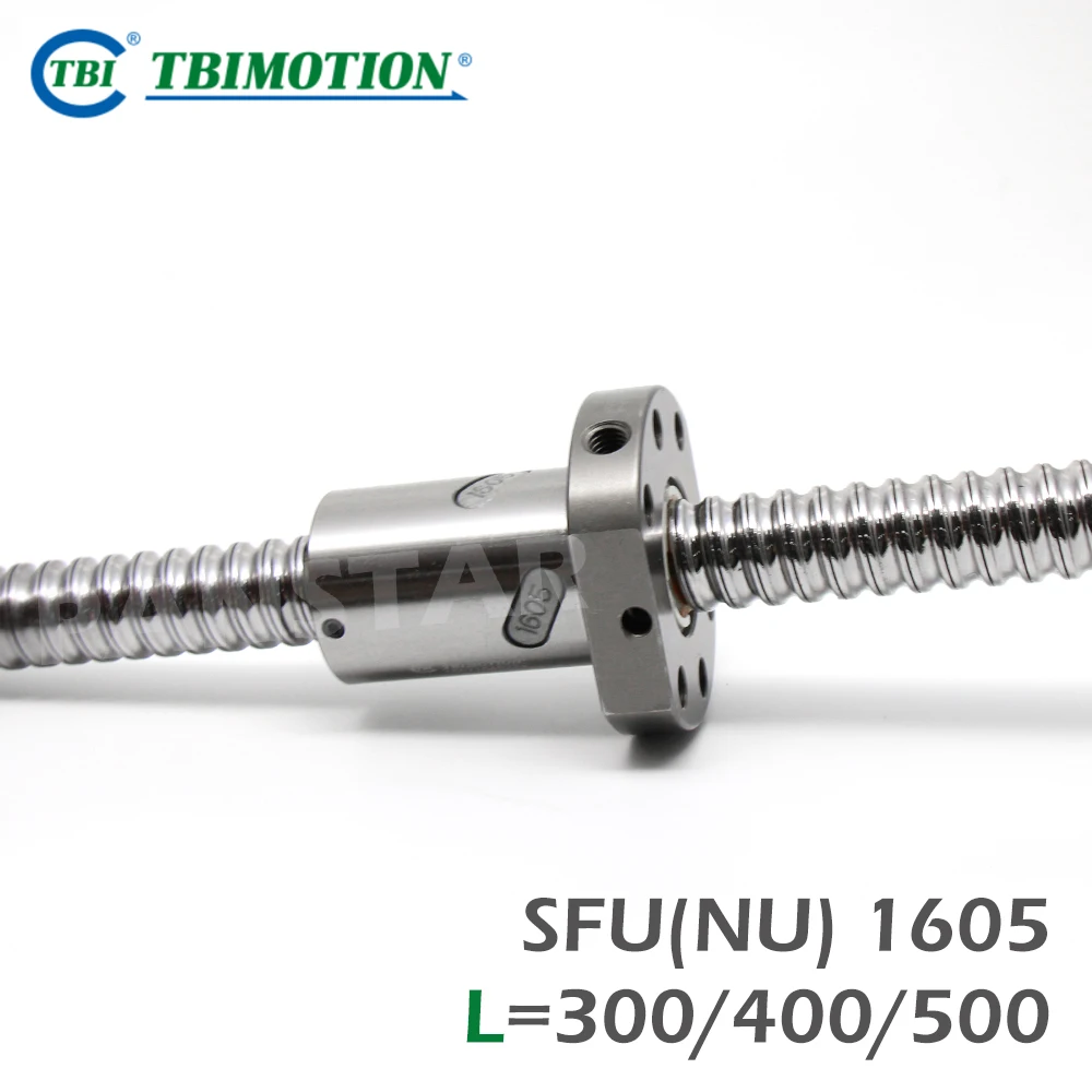 TBI SFU1605 Ball Screw Spindle SFNU1605 C7 R16 Lead 5mm High Precision 300 400 500mm Flange Thread Shaft CNC Parts Ball Nut PSD