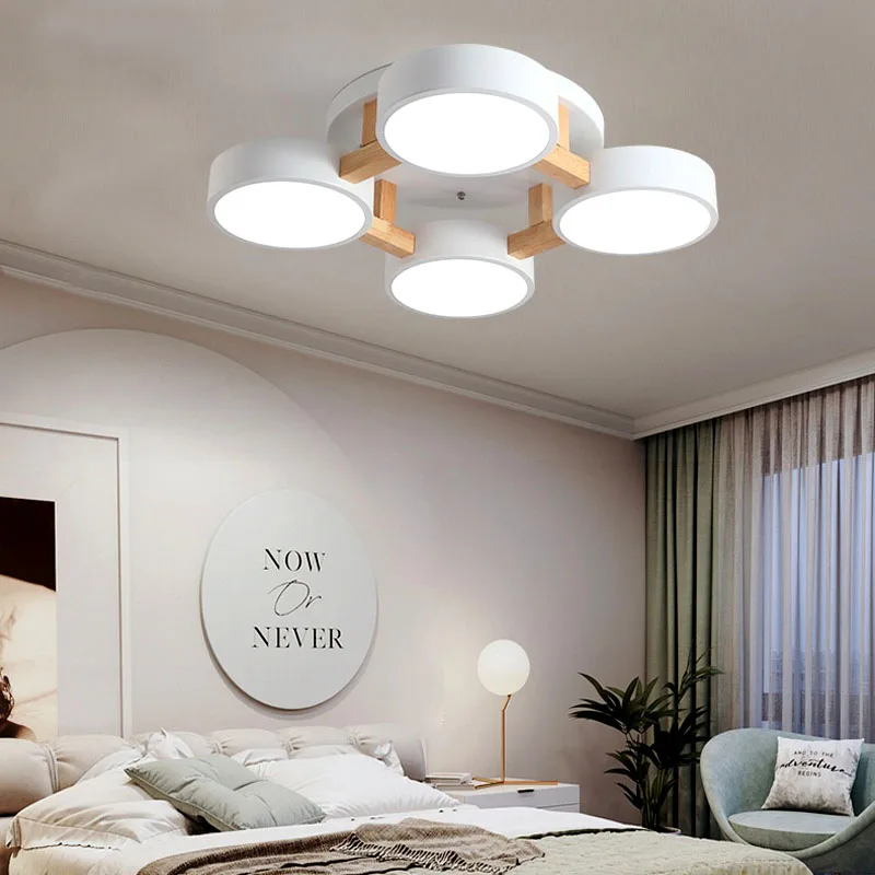 Simple Style Led Ceiling Lamp Bedroom Ceiling Chandelier Modern Living Room Lamp Dining Room Pendant Lamp Solid Wood Indoor Lamp