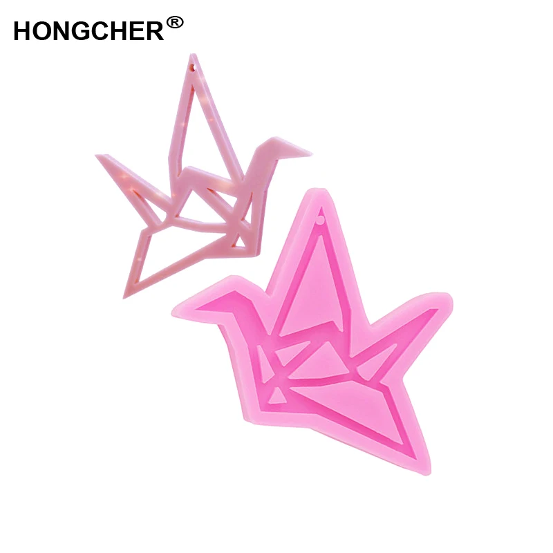 

New Shiny Origami crane epoxy resin silicone mold Valentine's Day gift Origami crane model keychain earring jewelry making mold