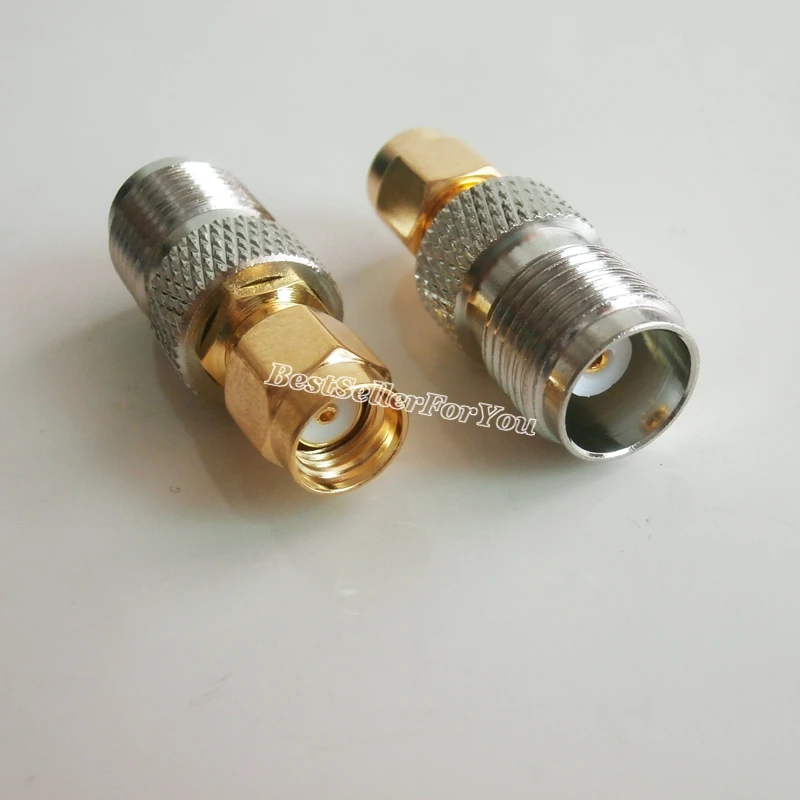 1X Connector TNC Female Jack To RP SMA Male RPSMA Plug Center RF Coaxial Adapter Connector F/F Golden