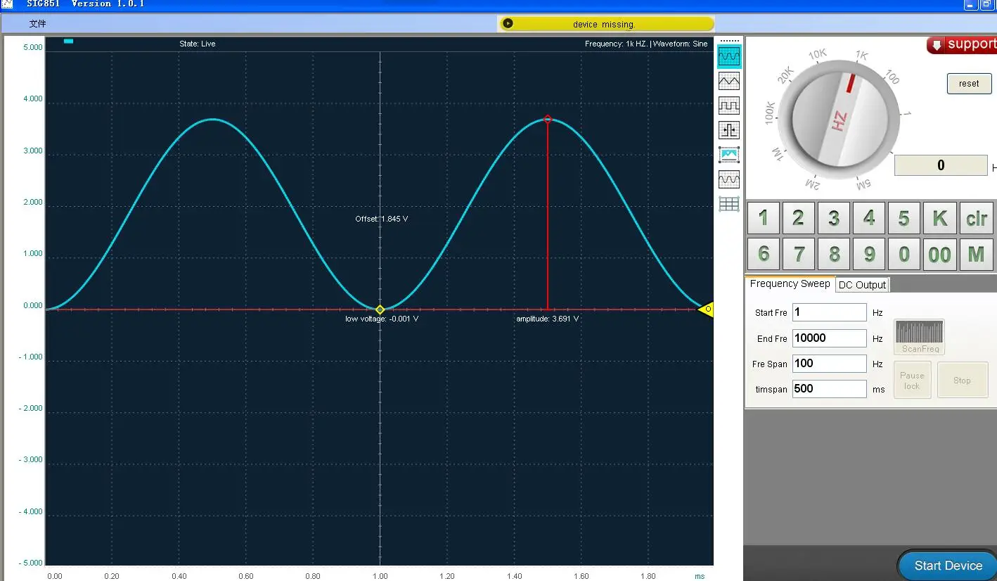 LOTO Signal Generator SIG851, 1-Channel Signal Generator, 13MHz, Sine, Square Wave, Triangle, Frequency Sweep